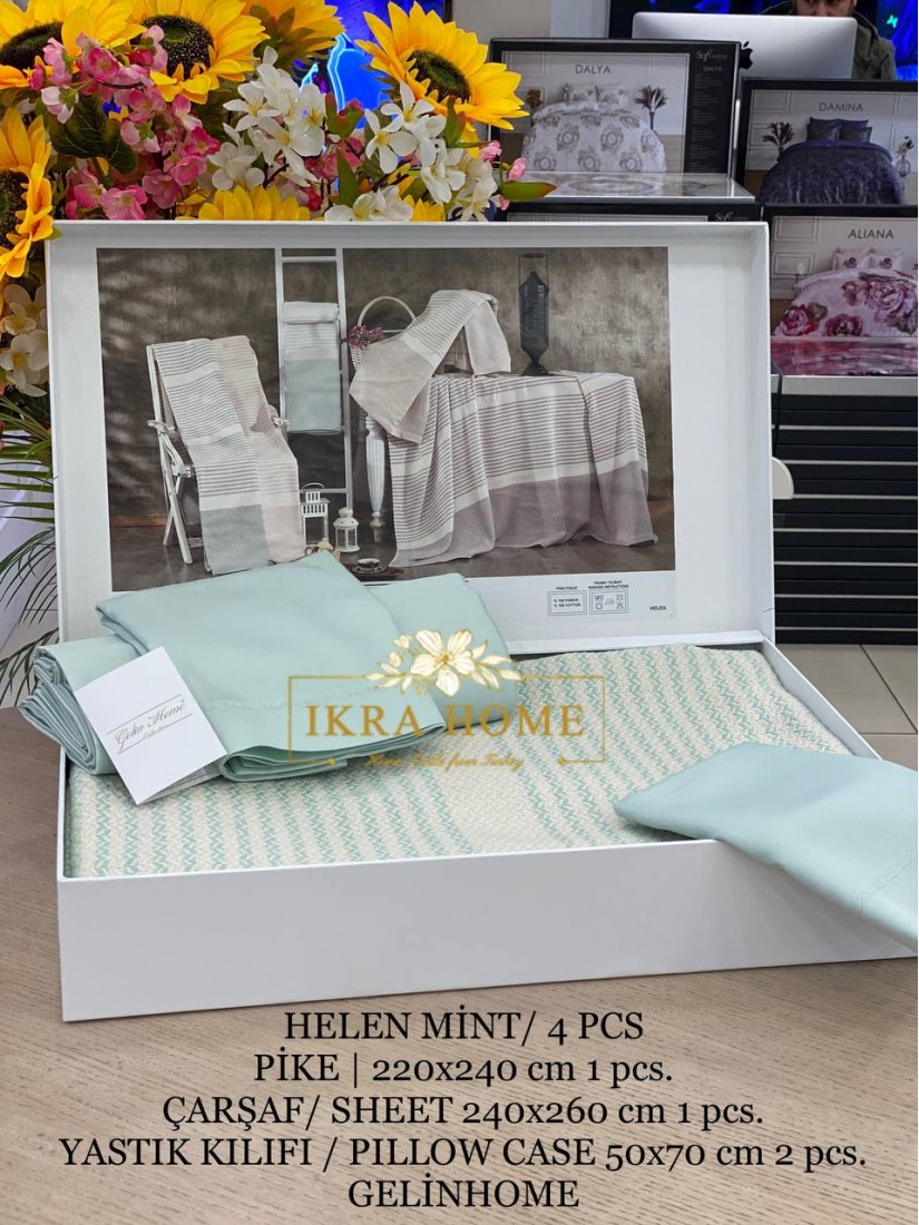 Gelin home | HELEM MINT Комплект постельного белья из 4-х предметов с покрывалом